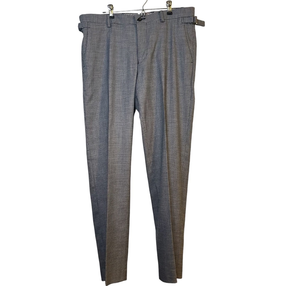 MURANO Alex Slim Flat Front Black Geometric Pants